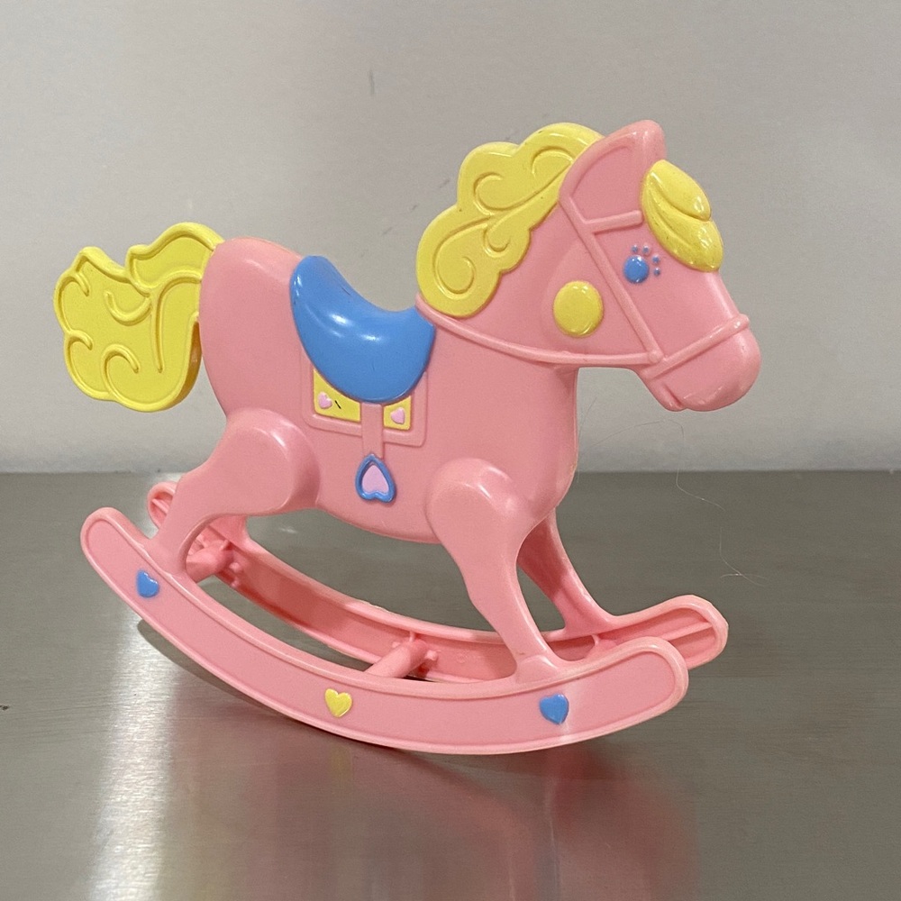 Vintage Barbie Pink and Yellow Rocking Horse Toy Mattel 1984